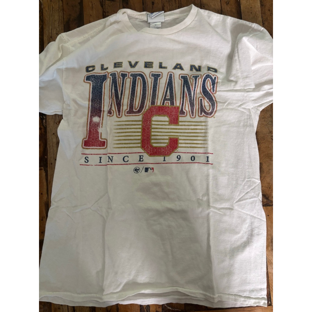 Men's 47 Cleveland Indians White Blue Red Short Sleeve Tee M